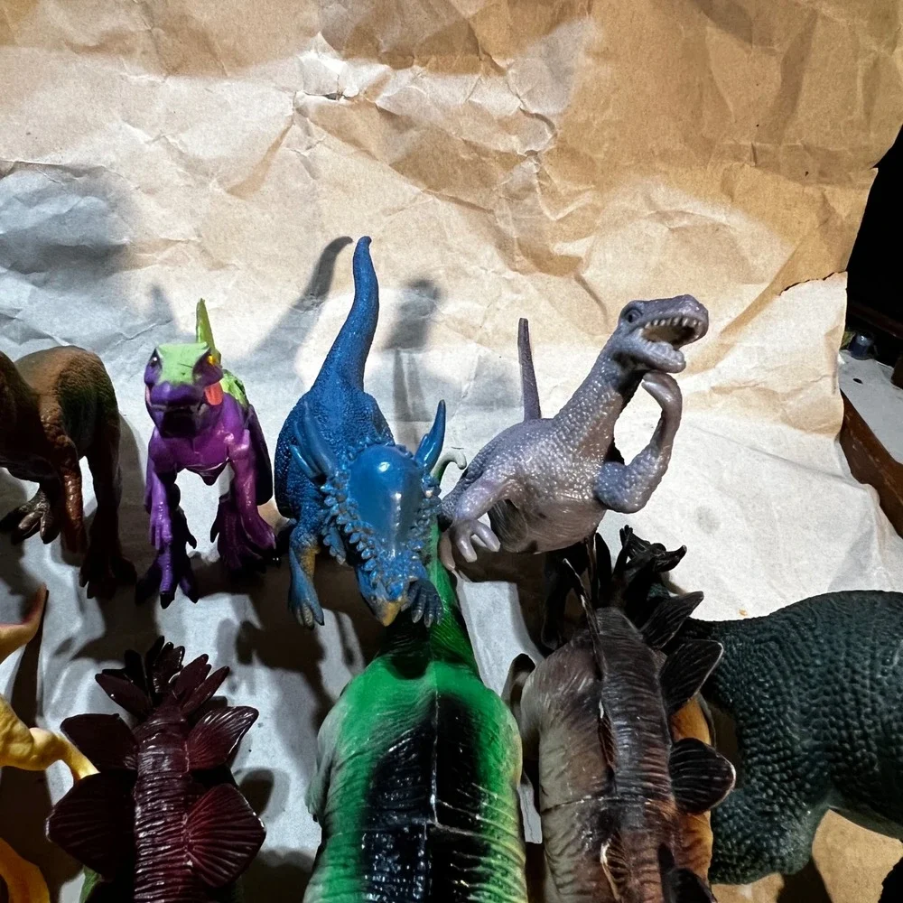 12pc Dinosaur Figure Lot Multicolor T-Rex Stegosaurus Toy Set